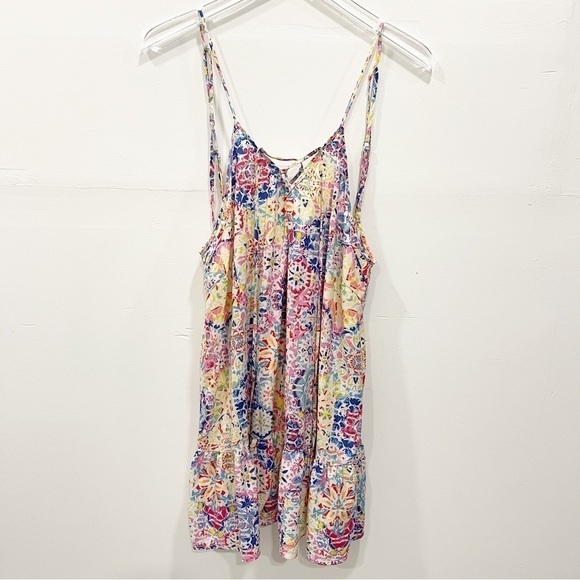 Sunsets Swimwear Printed Riviera Dress Strappy Lace-Up Ruffle Flounce Hem - Picture 2 of 8